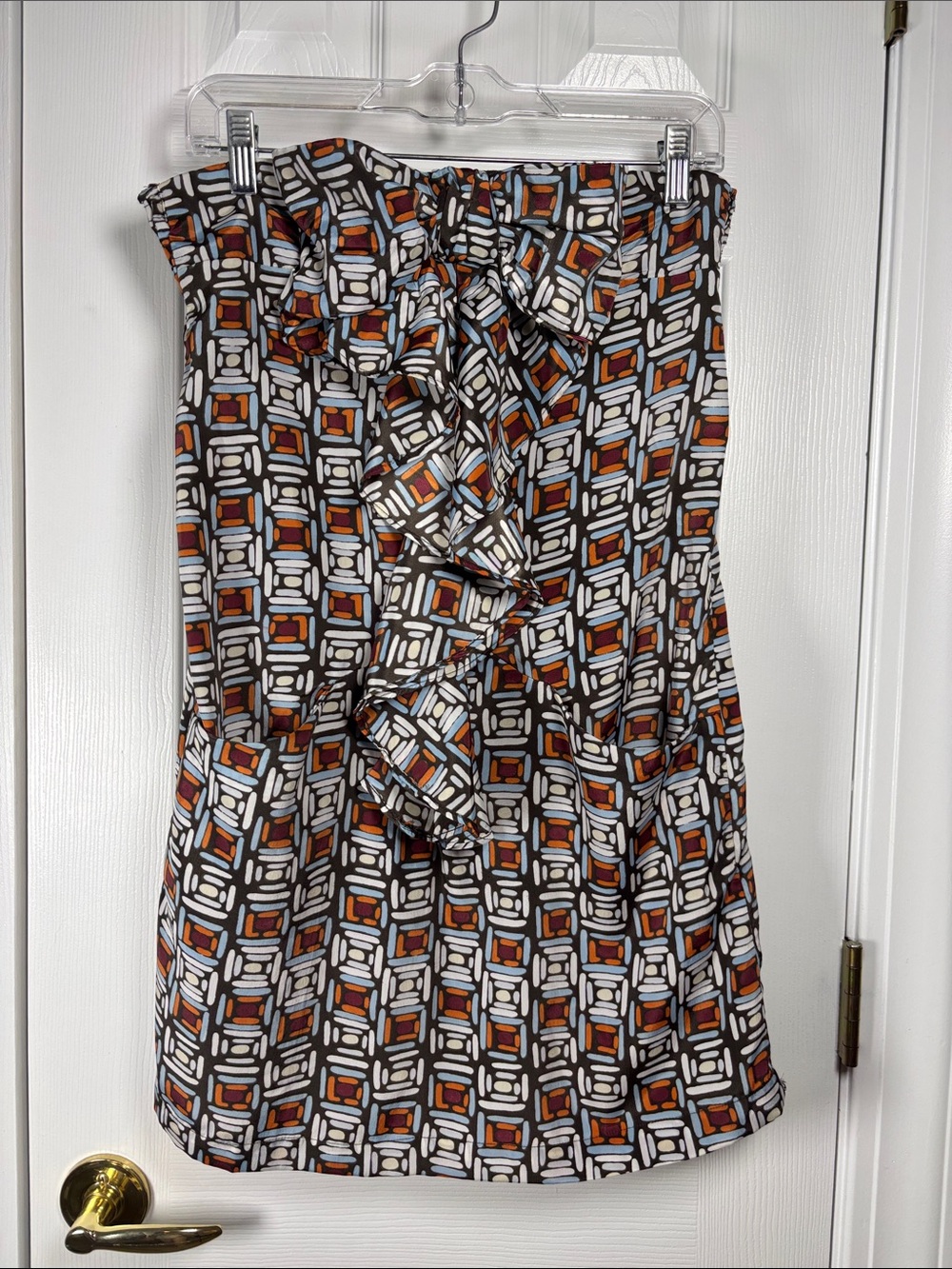 Muche et Muchette Iris Geometric Bow Print Strapless Dress Small Medium